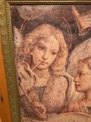 Michelangelo Trumpet Angels Canvas Art Framed 30 x 35 Vintage Painting Wall Art