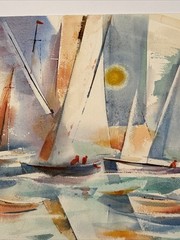 EXPRESSIONIST PAINTING SAILING MODERNIST MAURICE SILBER NAUTICAL ART ABSTRACT
