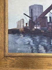 MAURICE SILBER PAINTING INDUSTRIAL WPA MARINA FACTORY NAUTICAL PORT FAMOUS OIL