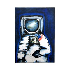 ACEO Original Art Card Astronaut Space Exploration Art OOAK Miniature Painting