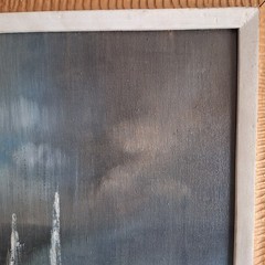 Oil Painting by Charles Obas Haitian 1927-1968 Nocturne Harbor Scene Untitled