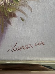 Robert Cox Framed Authentic Floral Oil Painting Dated June 1987