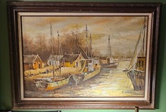 Harbor R. Milano Oil On Canvas Framed 43″×32″ VTG Signed Original Art OOAK