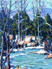 Impressionist Woodstock December landscape John W Bentley 1880-1951, listed NY