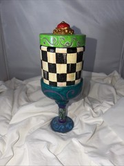 Hand-painted Trinket Jar, Approx. 12 1/2 inches tall and 5 inches wide (001)