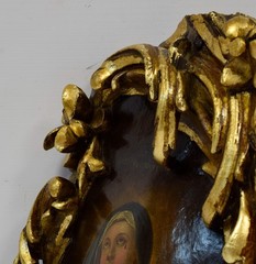 18th century, RUSSIA, antique icon, carved, St. Catherine, oil, 20.0 × 13.8 in