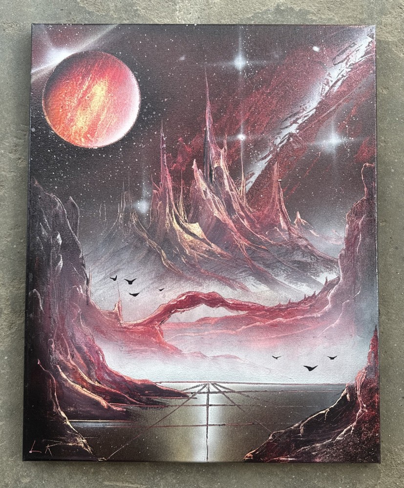 Original Sci-fi Space Art – Spray Paint On Canvas- 16x20in. – 2025