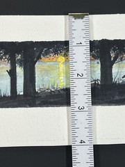 Jim Davel Original Watercolor Painting Sunrise Over Lake Tree View 4×8″ Fine Art