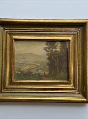 ANTIQUE IMPRESSIONISM PAINTING MASTERFUL MOUNTAIN VILLAGE CITY VIEW LANDSCAOE