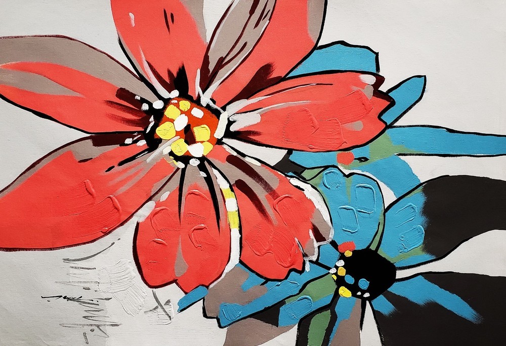 Floral – #2 24×36 Hand painted on Giclee Canvas