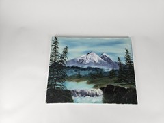 Mountain Landscape Oil Painting Waterfall Forest Scene Canvas Original Art