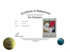 Roy Lichtenstein COA Art Painting Original Drawing Vintage