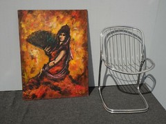 Large Oil on Canvas Picture Painting of a Spanish Flamenco Dancer by N. Albano