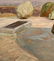 Hans Völcker, landscape, gouache, Wiesbaden, Munich