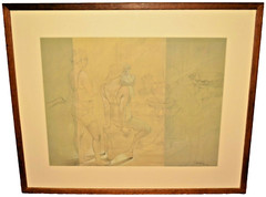 RICARDO LOPEZ SANTAMARIA Original Vintage Signed Ladies Boudoir Figures Drawing