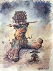 Original Painting in Watercolor „Fantasy Friends“ 9″ x 12″ NOT A PRINT