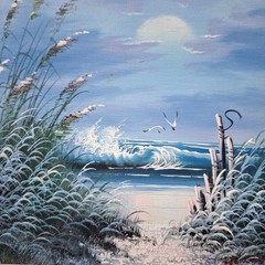 Original Framed Oil Painting on Canvas Signed Beach Coastal Ocean Sea 10″x 12″