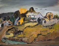 Vintage Impressionist Oil Painting Country Homestead Landscape D Leease, FINE!