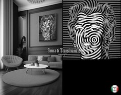 Marilyn Monroe Portrait Optical Op Painting Black and White Amira Artist Pop Art
