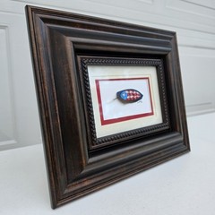 Handpainted Feather Artwork Puerto Rican Flag Vintage 2013 Signed And Framed