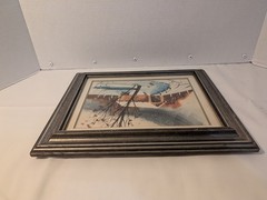 Vtg Watercolor Painting By George Sperl Covered Bridge Rural Indiana Landscape.