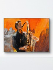 SAMATOWIC Original Abstract Jazz Musician 11×14 Handmade Signed Art 284