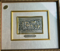 Vintage NOS Silver 925 Pablo Picasso GUERNICA Miniature Painting Framed C1970´s