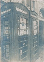 ACEO Original Cyanotype of London, England Phone Booths photography