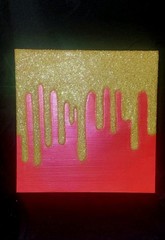 Glow N Dark Glitter Drip Painting Orange Pink Shift With Yellow Glow Glitter