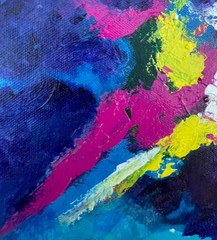 Original „Lights in the Sky“ 9×12 Canvas Expressionism Abstract Design Home Art