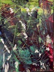 Original Abstract Expressionism 9X12 Groundcover Paper Ink Handmade Signed 14