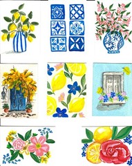 Amalfi Summer- an Original Watercolor ACEO collection