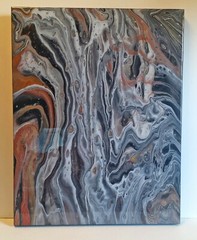 Fluid Acrylic Pour Painting – Original Art 11 x 14 Inch Cradled Wood – SEE VIDEO