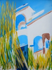 Abstract /Impressionism Country Garden 12.5 X 16″ Painting ON Solid Wood Panel