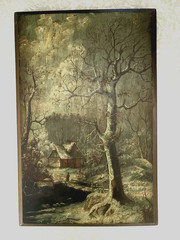 „JULIUS VON KLEVER“ 1850 / 1924 Winter Landscape Oil on Wood Panel UNSIGNED