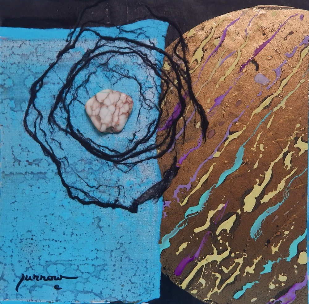 ORIGINAL HAND PAINTED COLLAGE ART READY TO FRAME USA BY SUE FURROW