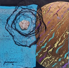 ORIGINAL HAND PAINTED COLLAGE ART READY TO FRAME USA BY SUE FURROW