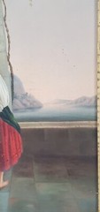 Girl and Tambourine Oil Painting o/c antique courtyard Villa gypsy woman 27 x 21