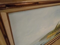 VTG Original Oil Painting by Artist Rossini Mediterranean Villa Cyprus? Seascape