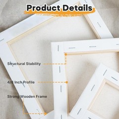 Artisan Quality Mini Stretched Canvas – 12 Pack, Perfect for All Skill Levels