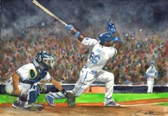 Los Angeles Dodgers #9 : Signed LE Art Print : Sandra Watercolors™ Baseball