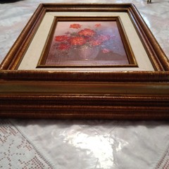 Robert Cox Oil Painting Still Life Roses 12×10″ Signed Wood Framed Vintage