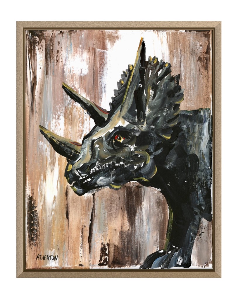Atherton 11×14 Original Expressionism Acrylic Painting „Triceratops“ hand signed