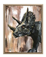 Atherton 11×14 Original Expressionism Acrylic Painting „Triceratops“ hand signed