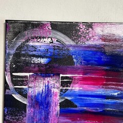 Original Abstract Painting 12 X 12 Canvas Acrylic Signed Titled Come Together