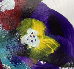 OOAK „Red & Purple Flowers“ 9×12 Canvas Expressionism Abstract Design Home Art