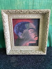 Old Portrait Of Man W/ Eyes Closed Framed With Quick Flip Change Of Art In Back