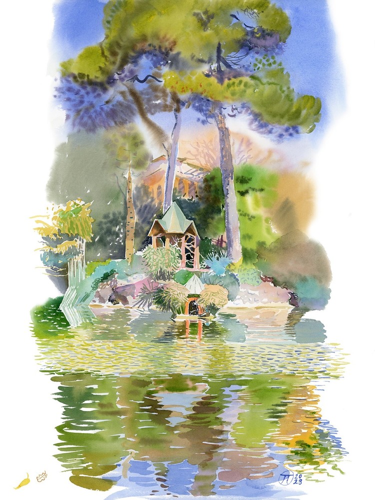 Nice France ORIGINAL Watercolor Landscape Painting Contemporary Realism Wall Art
