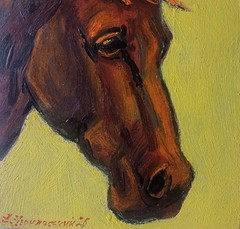 Horse Impasto Painting Original Art Impression Oil Painting 7.5 x 6 in