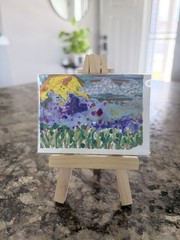 ACEO Original Mixed Media Painting Art Card Sunset On The Beach